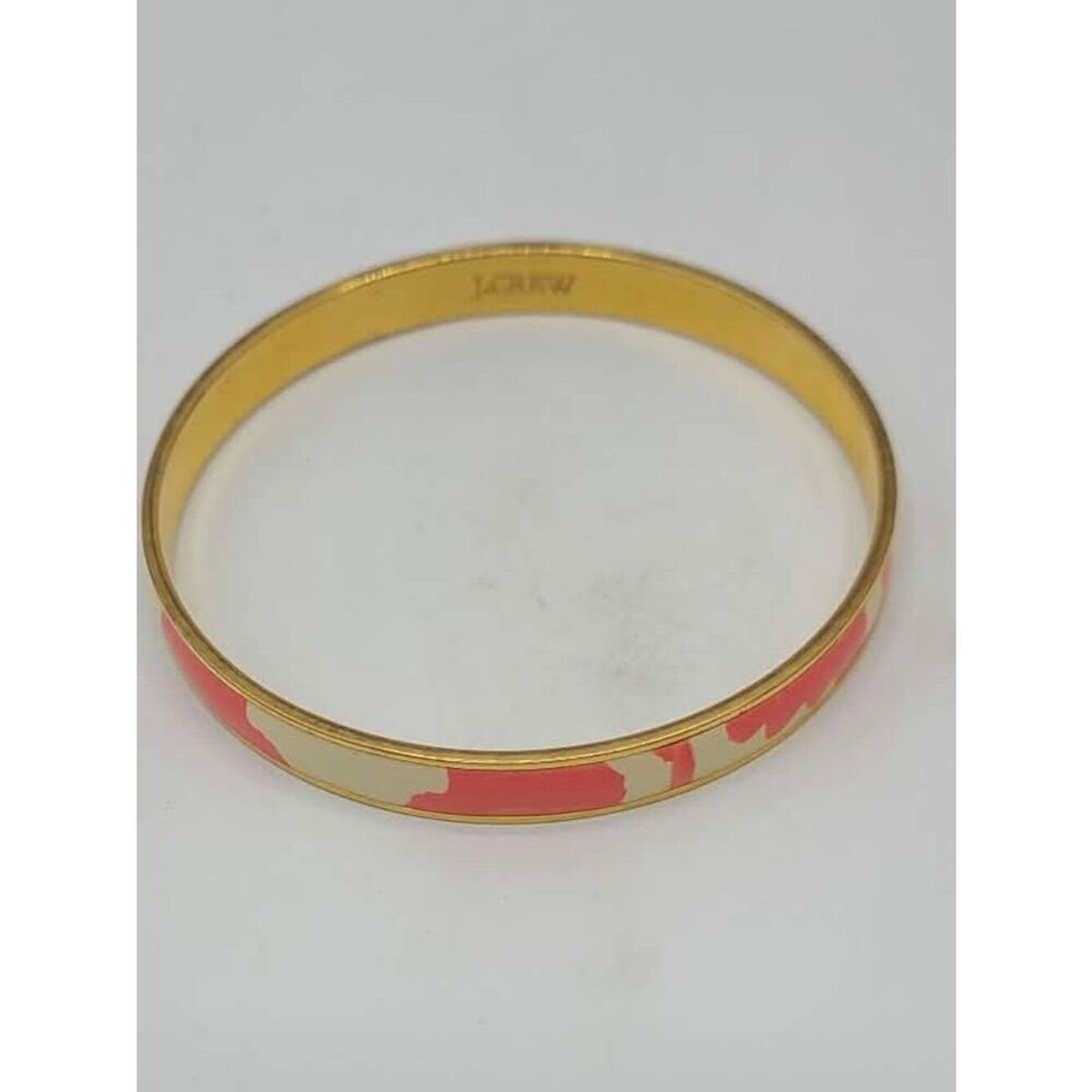 J Crew Orange White Enamel Gold Tone Bangle NWOT